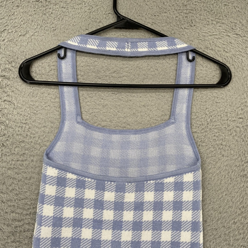 Abercrombie & Fitch Crop Tank Top Womens XS Blue Gingham Plaid Knit Square Neck - Picture 11 of 13